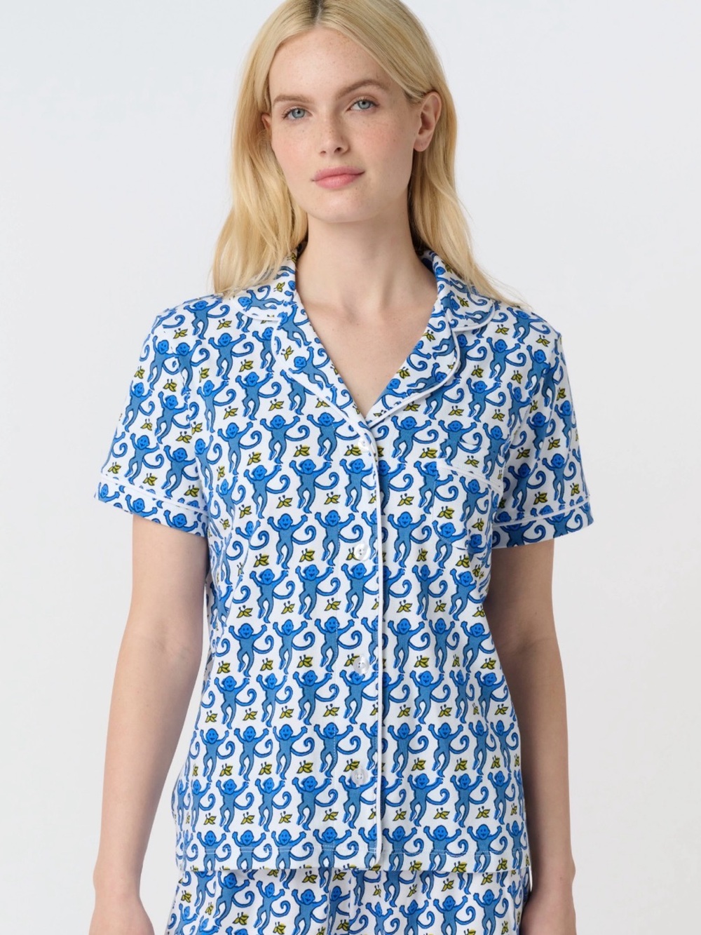 Roller Rabbit Monkey Polo Pajama Top ONLY Size Medium Women’s PJ Shirt